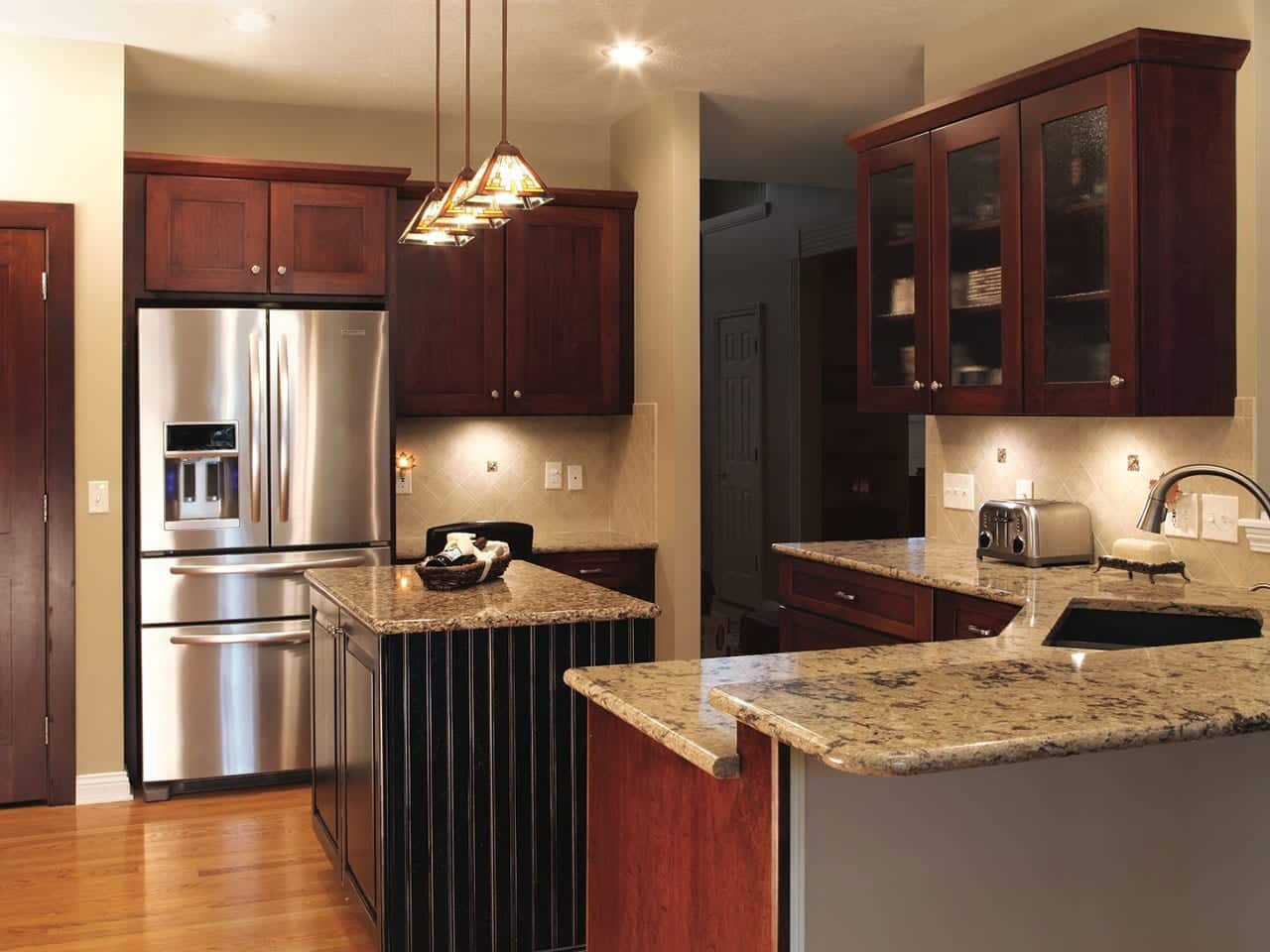 a picture of the kitchen in LaRose after refacing project