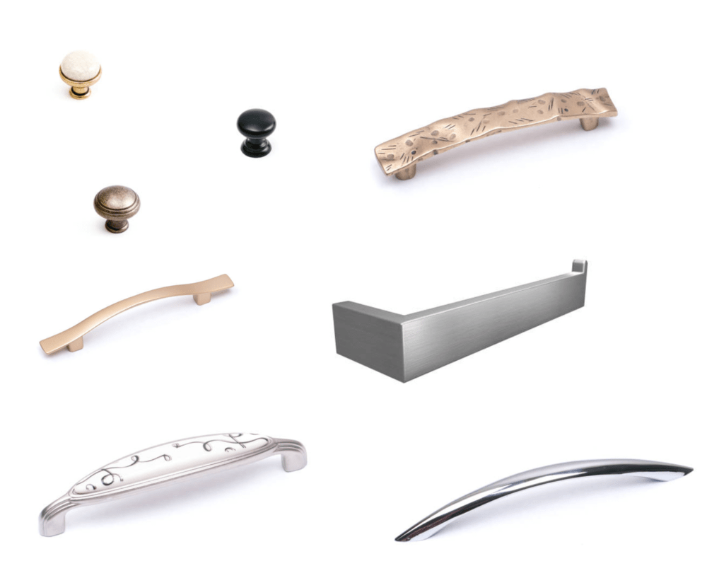 Different kinds of cabinet knobs and pulls 