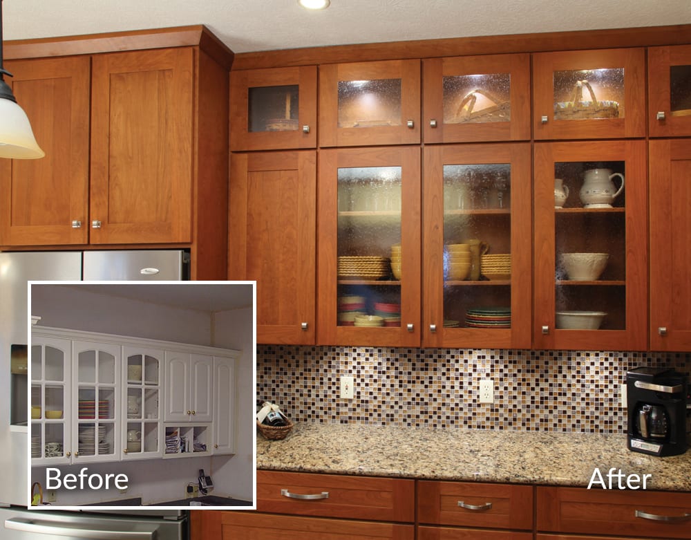 Kitchen cabinets extended to the ceiling