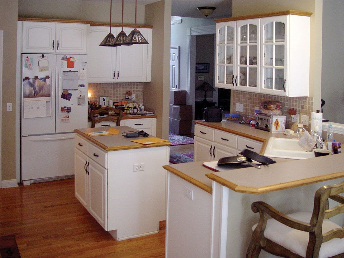 White kitchen room with white kitchen cabinet