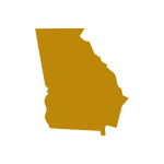 Image of a plain yellow color Image of Georgia map with white background.