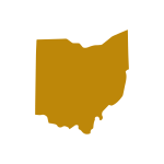 Image of a plain yellow color Image of Ohio map with white background.