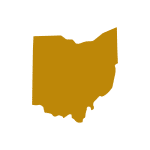 Image of a plain yellow color Image of Ohio map with white background.