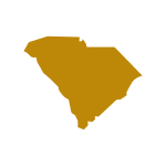 Image of a plain yellow color Image of South Carolina map with white background.