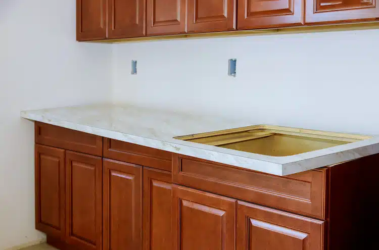 countertop with high quality wood refaced cabinets