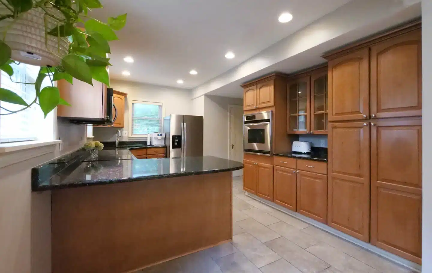 A wide view of a kitchen prior to remodeling