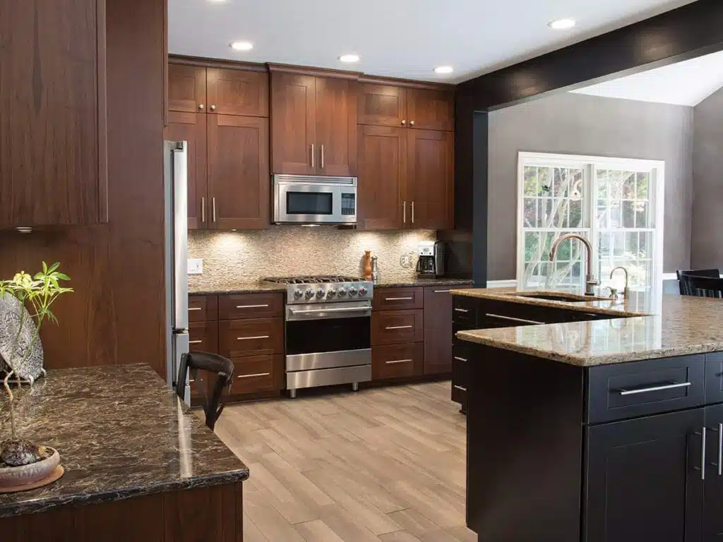 Newly painted cabinets giving the kitchen a fresh, updated look.