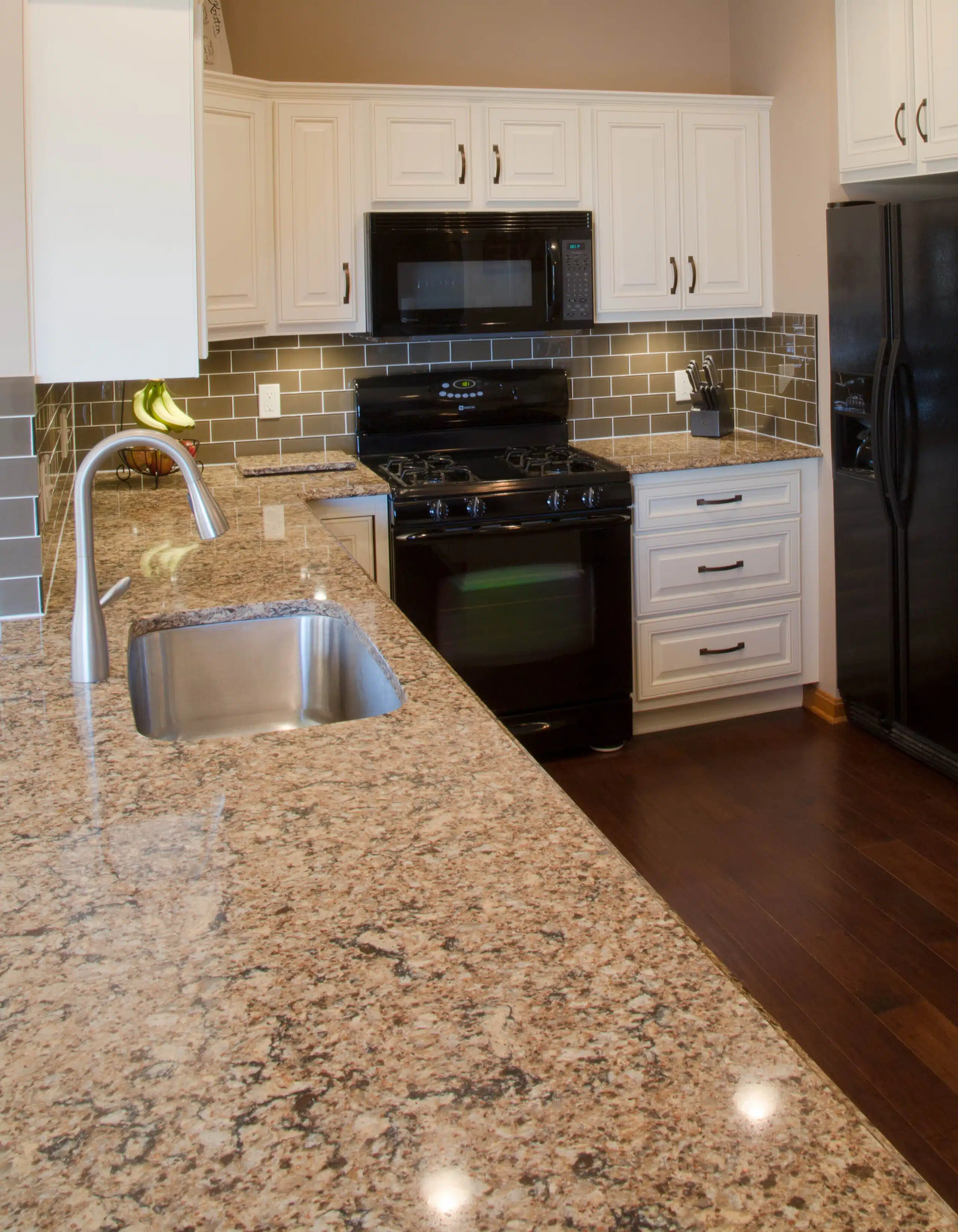 Modern kitchen stove and sink